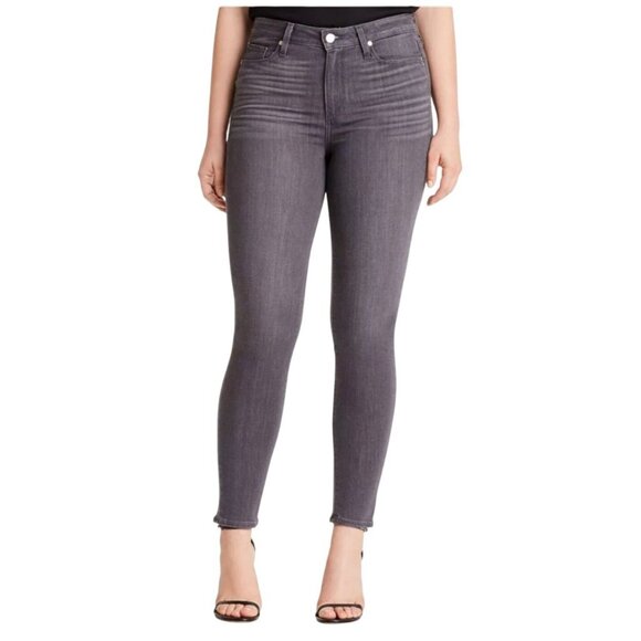 NWT PAIGE Hoxton Ankle High Rise Skinny Jeans 32 Stretch Denim Washed Grey Peaks - Picture 1 of 5